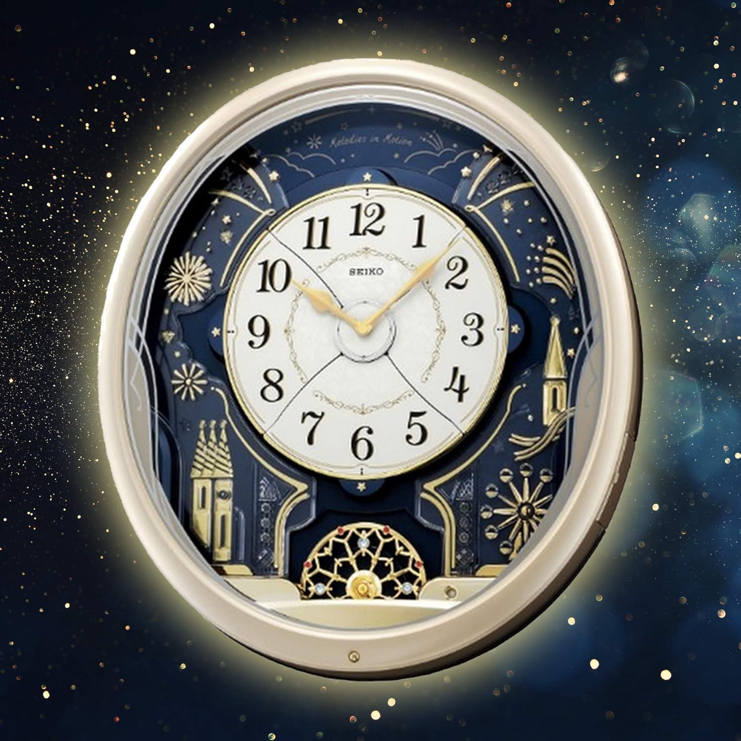 SEIKO Melodies in Motion Wall Clock, Starry Night - Image 4